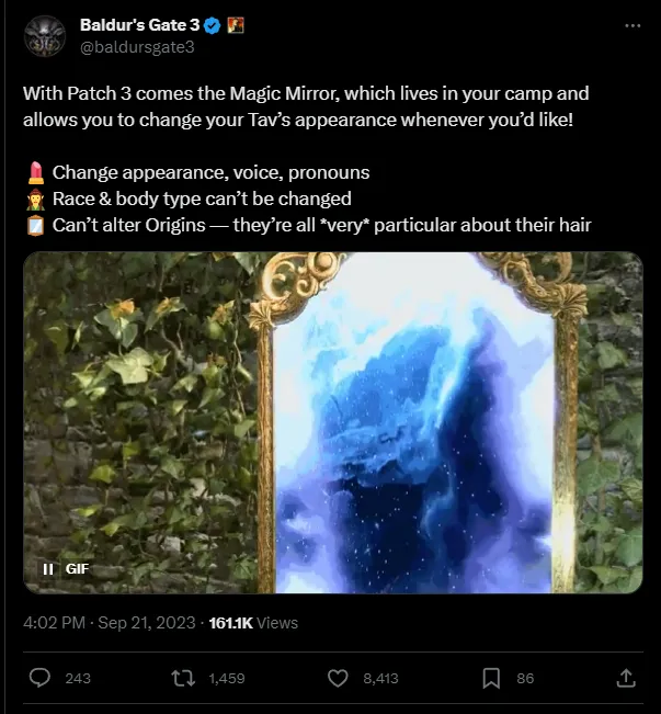 Baldur's Gate 3 наконец-то получит "волшебное зеркало"