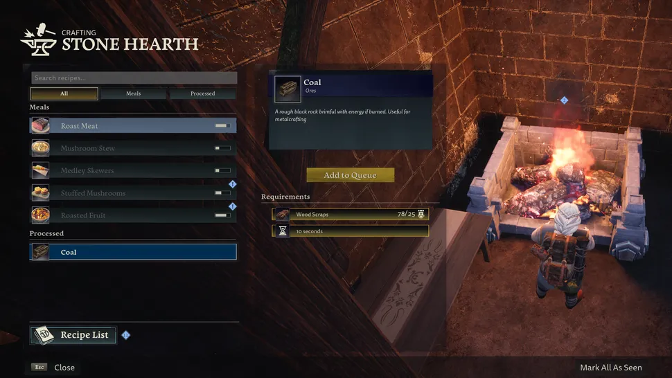 Как добыть уголь в Return to Moria