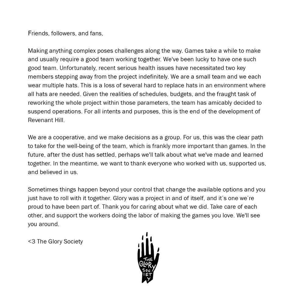 Revenant Hill, духовный наследник Night in the Woods, отменен