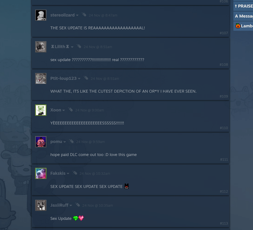 Разработчики Cult of the Lamb заявили, что сделают мем о "секс-обновлении" реальностью, если наберут 300 000 подписчиков