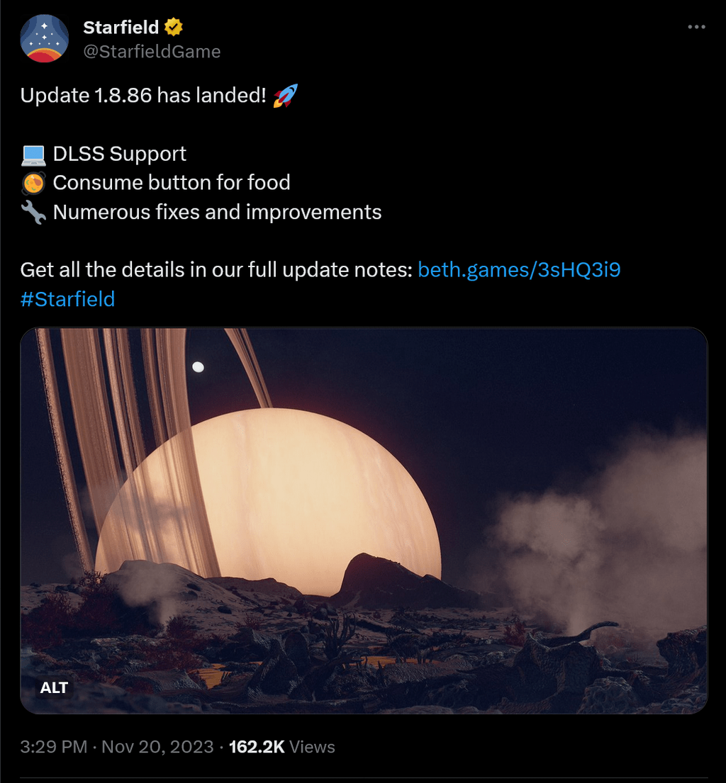 Обновление DLSS для Starfield появилось в Steam и получило "неоднозначную" реакцию игроков