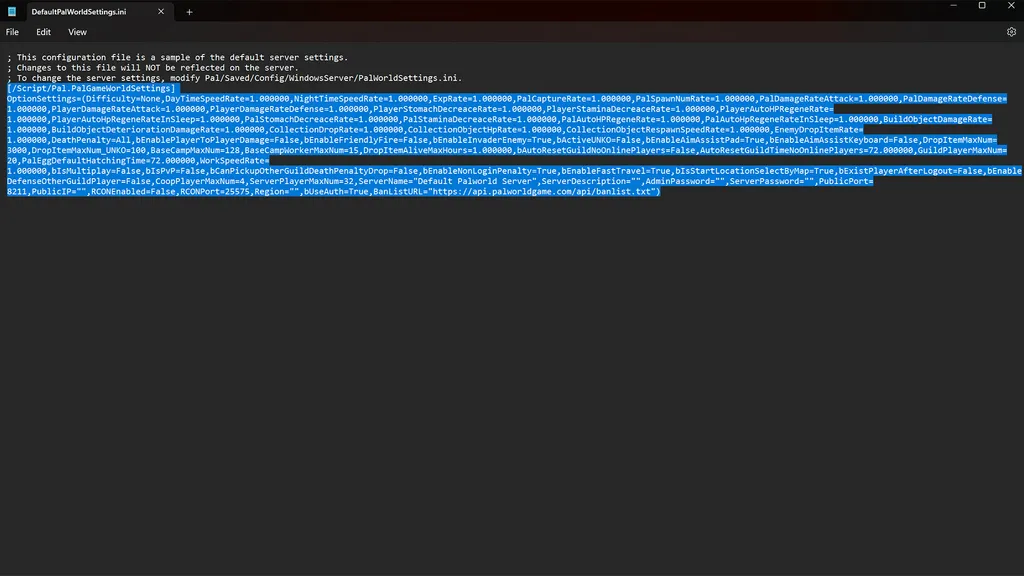 Как настроить выделенный сервер в Palworld