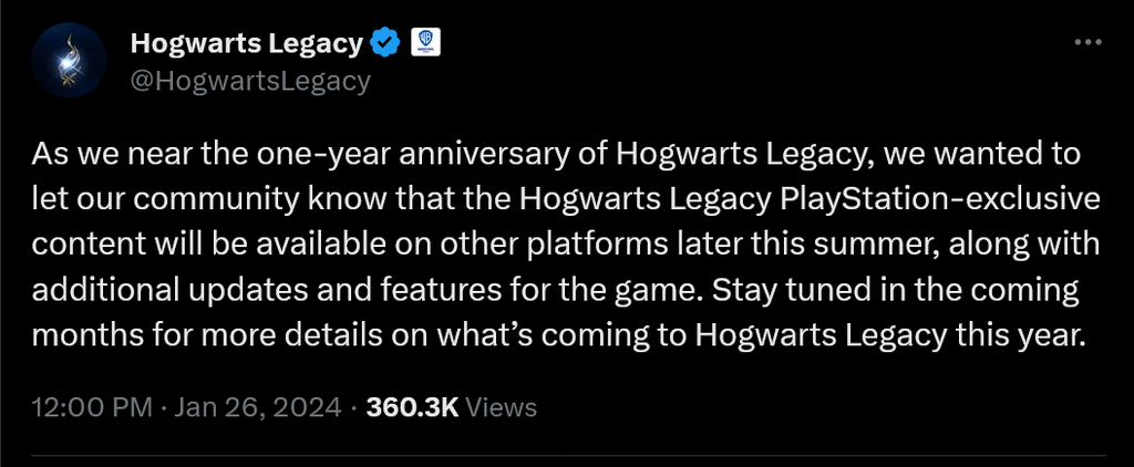 Эксклюзивный контент Hogwarts Legacy для PlayStation выйдет на другие платформы этим летом
