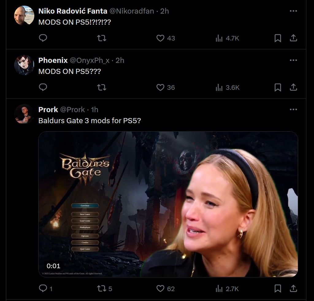 Larian работает над официальной поддержкой модов для Baldur's Gate 3, и она будет кроссплатформенной