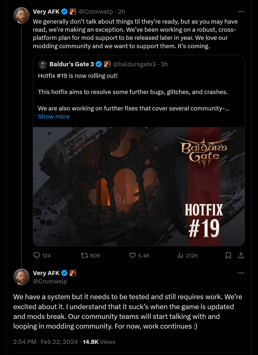 Larian работает над официальной поддержкой модов для Baldur's Gate 3, и она будет кроссплатформенной