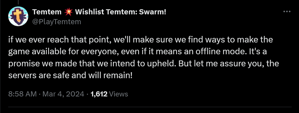 Temtem отказывается от монетизации, так как разработчик подтверждает, что после следующего обновления не будет нового контента