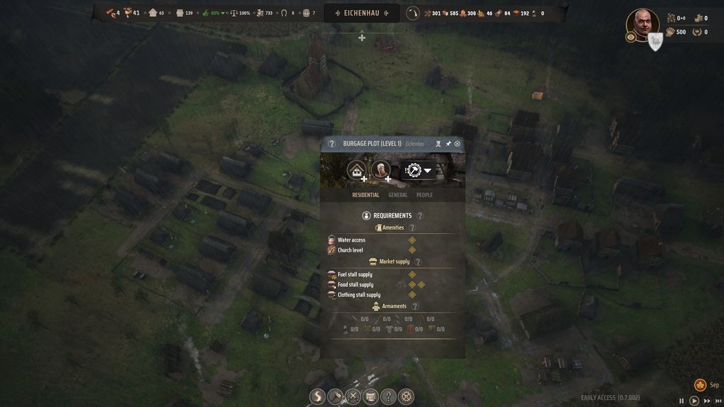 Как обновить участки бургаджа в Manor Lords