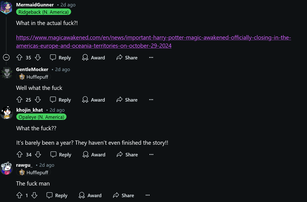 Спустя чуть больше года после выхода игры на ПК Warner Bros закрывает Harry Potter: Magic Awakened