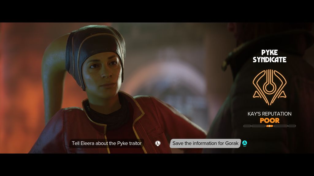 Star Wars Outlaws: Рассказать ли Элере о предателе Пайке или приберечь информацию для Горака?