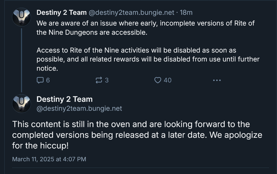 Упс! Bungie выпустила событие Destiny 2 «Обряд девяти» на три недели раньше срока, и уже выпадает новая добыча