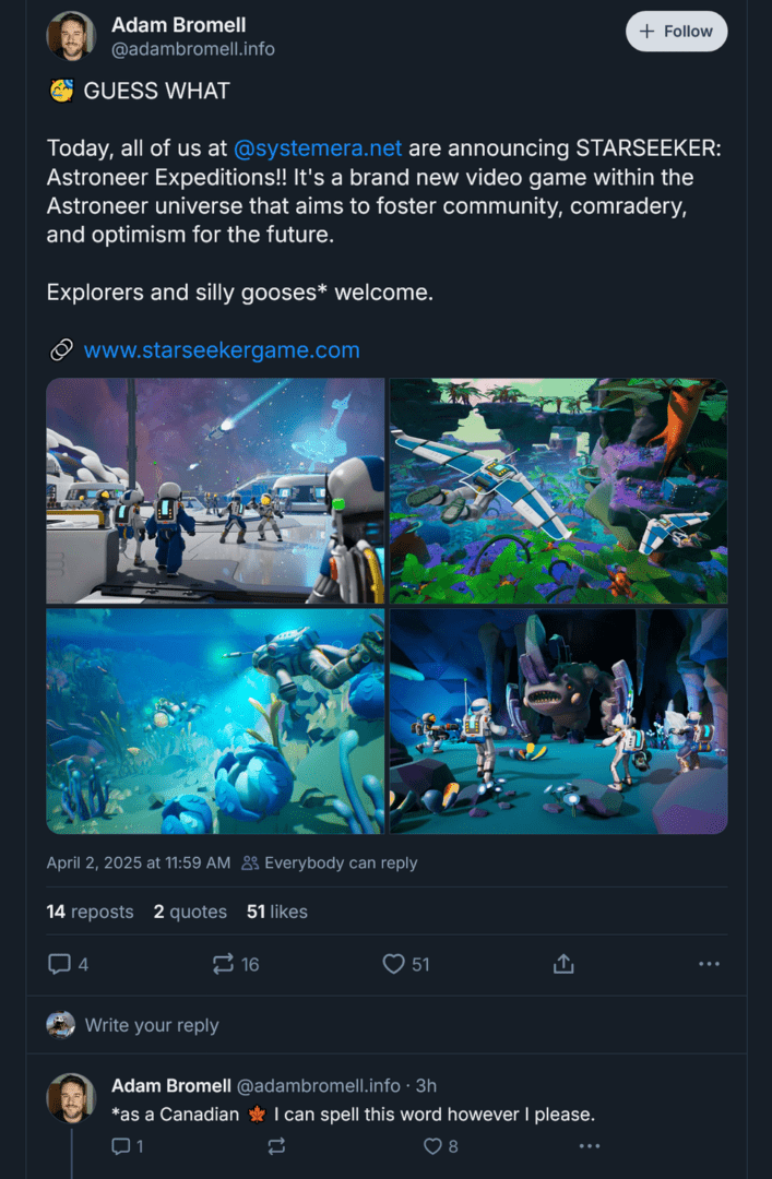 Студия Astroneer анонсировала свою следующую игру, «многопользовательское путешествие в глубокий космос»